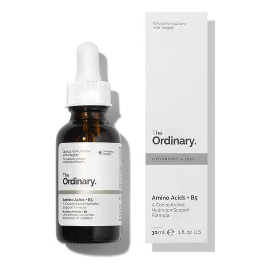 The Ordinary Amino Acids + B5 30ml bottle with packaging, designed for hydrating and rejuvenating skin.