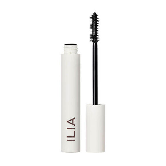 ILIA Limitless Lash Mascara packaging with a brush, promoting sustainable beauty and captivating eyes.