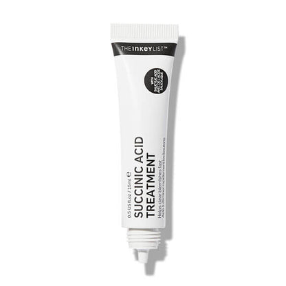The Inkey List Succinic Acid Treatment 15ml tube for acne treatment and skin clarity.