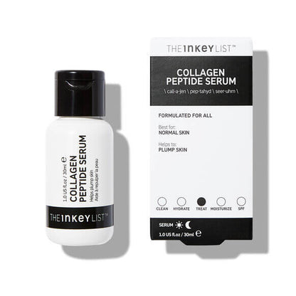 The INKEY List Collagen Peptide Serum 30ml bottle and packaging for youthful, plump skin.