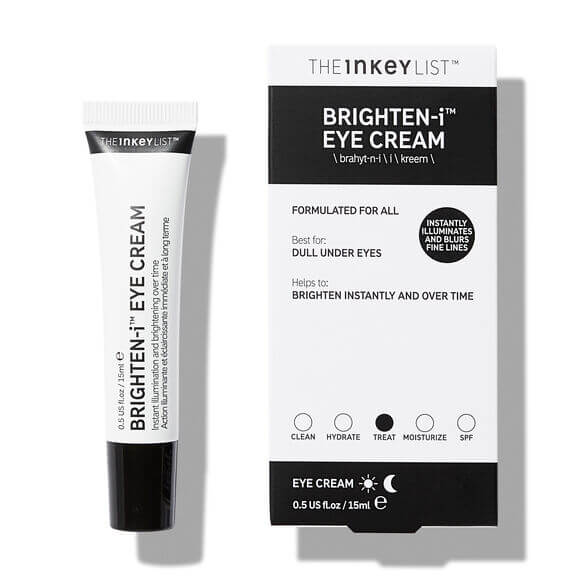 The INKEY List Brighten-i Eye Cream 15ml tube and box for brightening under-eye treatment.