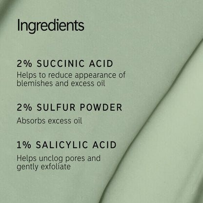 Ingredients of The Inkey List Succinic Acid Treatment: 2% Succinic Acid, 2% Sulfur Powder, 1% Salicylic Acid.