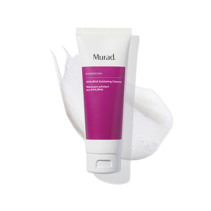 Tube of Murad AHA/BHA Exfoliating Cleanser on a white background