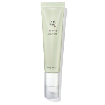 Beauty of Joseon Light-Cin Serum in a pale green squeeze tube with a clear cap, shown on a white background with a soft shadow.