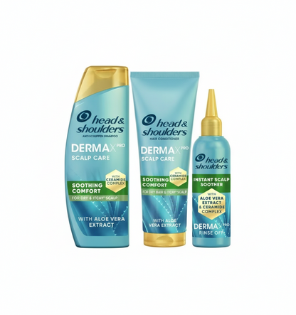 Head & Shoulders DermaX Pro scalp care products on a white background