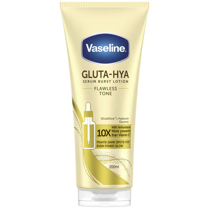 Vaseline Gluta-Hya lotion tube on a white background