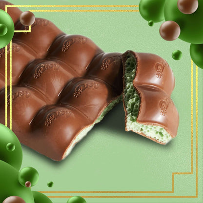 Aero Peppermint Milk Chocolate Giant Sharing Bar with a bite taken out, showcasing its minty interior.