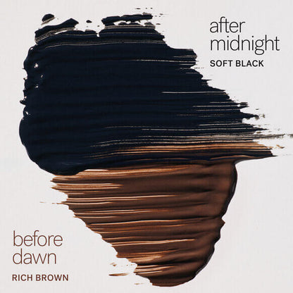 Image showcasing ILIA Limitless Lash Mascara shades: Soft Black and Rich Brown in a textured format.