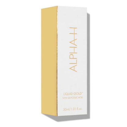 Alpha-H Liquid Gold packaging with 5% Glycolic Acid for skin rejuvenation and radiance