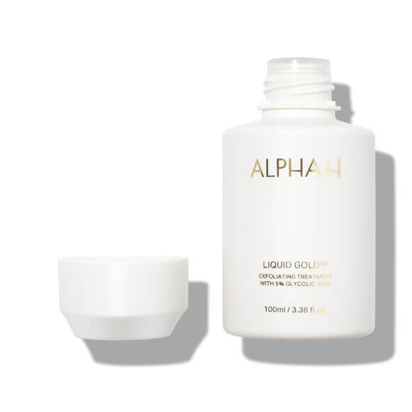 Alpha-H Liquid Gold bottle with 5% Glycolic Acid for skincare rejuvenation and radiant skin.