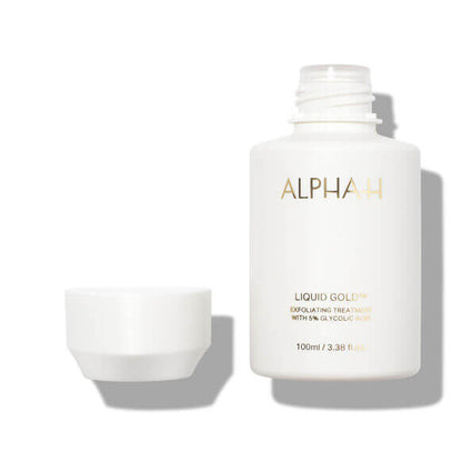 Alpha-H Liquid Gold bottle with 5% Glycolic Acid for skincare rejuvenation and radiant skin.