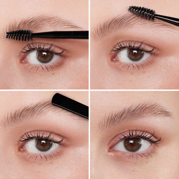 Step-by-step process of applying Anastasia mascara to eyelashes with close-up shots.