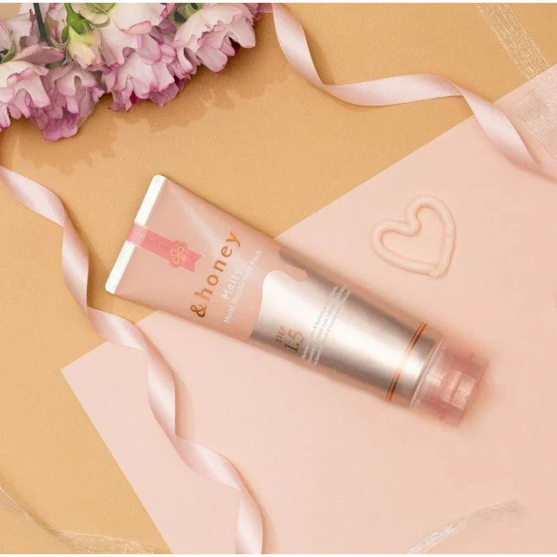 &honey Skincare products with a heart design on a beige background