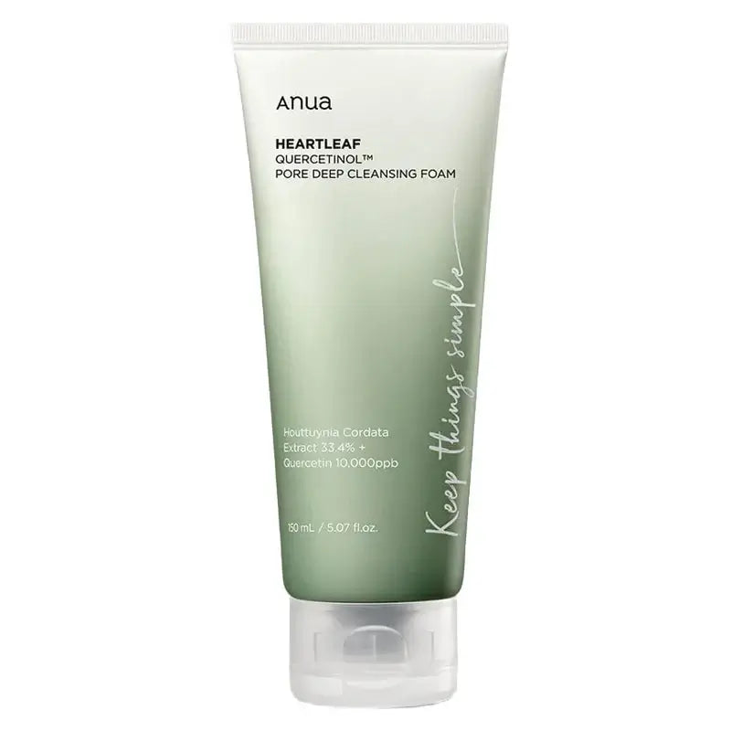 Anua Heartleaf Quercetinol Pore Deep Cleansing Foam 150ml for clear, calm skin with natural extracts.
