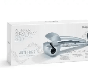 BaByliss Hydro-Fusion Anti-Frizz Curl Secret box showcasing smooth, frizz-free hair benefits.