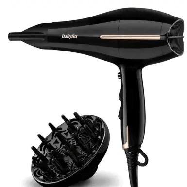 BaByliss Salon Pro 2200 Hair Dryer with diffuser attachment for shiny, voluminous hair and ionic frizz control.