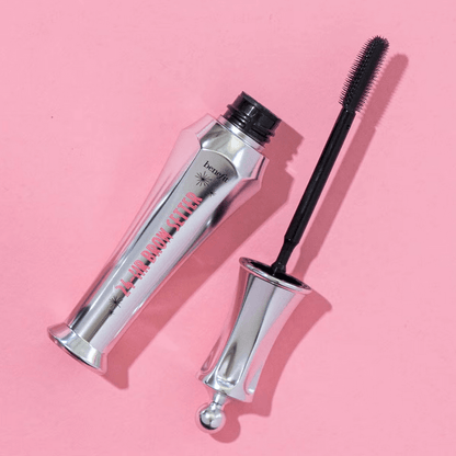 Benefit mascara on a pink background