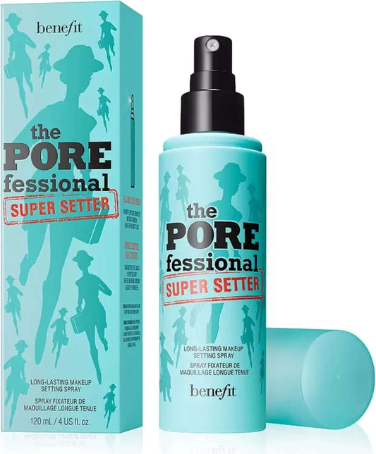 Benefit The POREfessional Super Setter Setting Spray 120ml - long-lasting makeup setter with pore-blurring and hydrating formula.