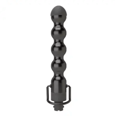 Black textured multi-speed vibrating massager with a bulbous tip and rounded beads.