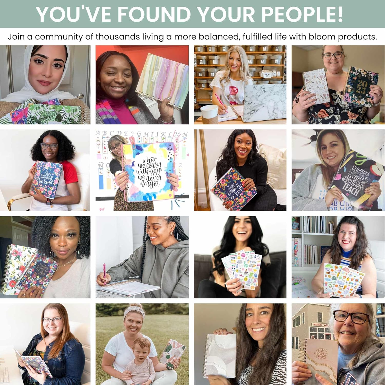 Bloom Daily Planners HARDCOVER 2026 community showcasing joy and organization with motivational bloom products.