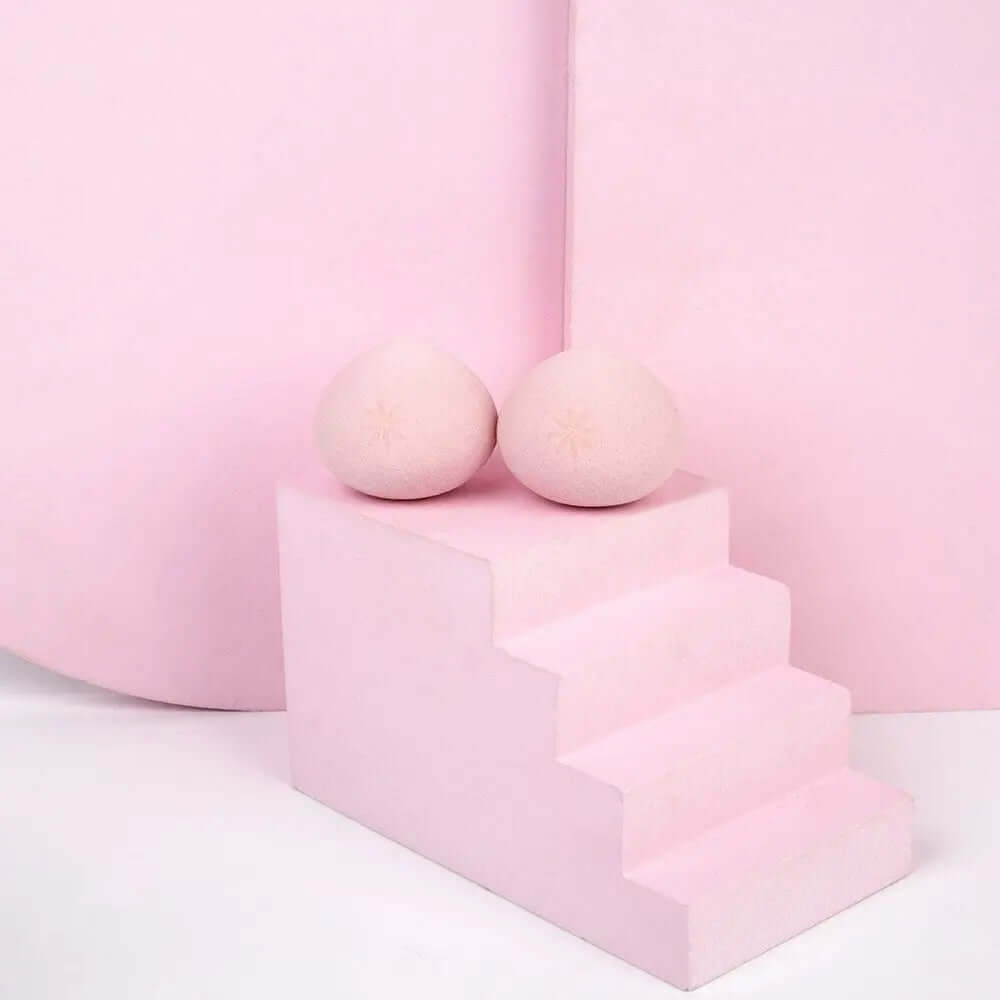 Brushworks Blending Drops - 2 Pack on pink steps, showcasing soft makeup sponges designed for seamless blending.
