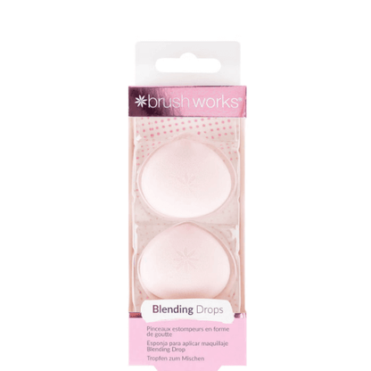 Brushworks Blending Drops 2 Pack - pink makeup sponges for seamless blending of cream products, lightweight and innovative design.