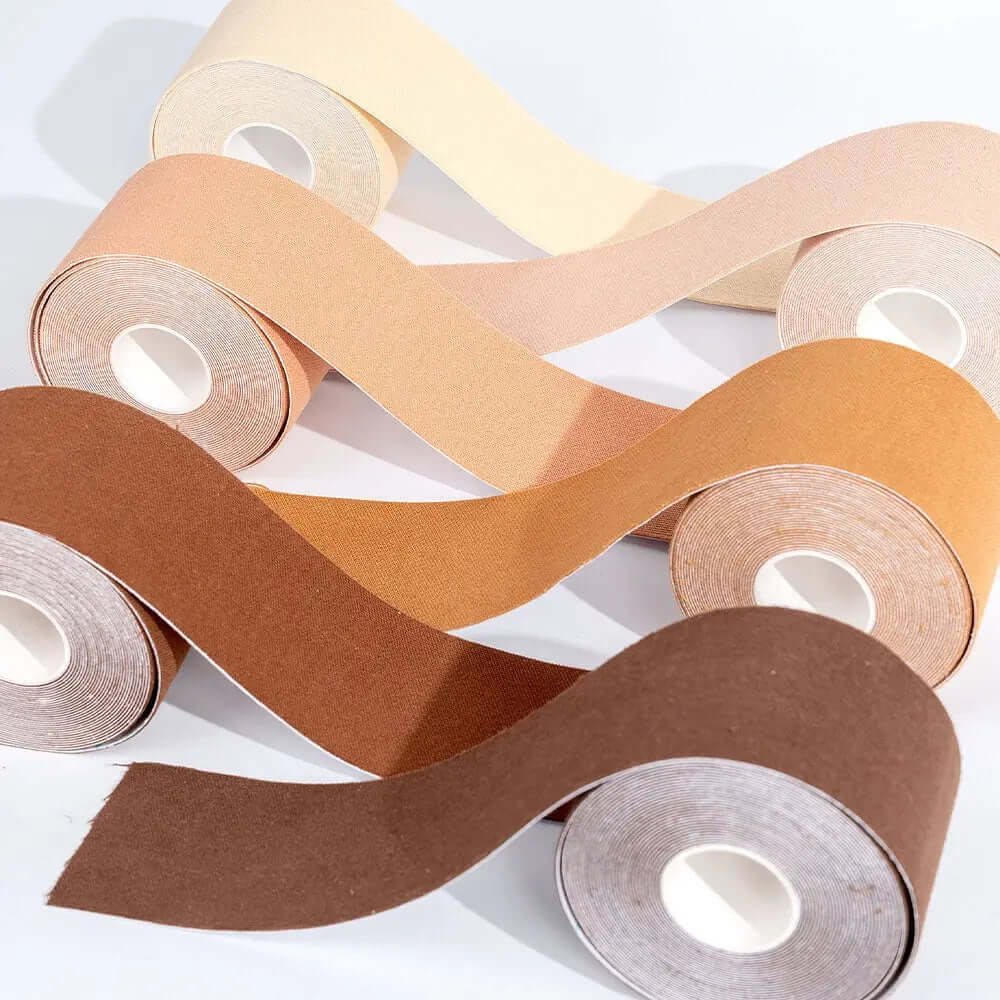 Brushworks Body Tape rolls in various skin tone shades for maximum hold and support, ideal for secure clothing fit.