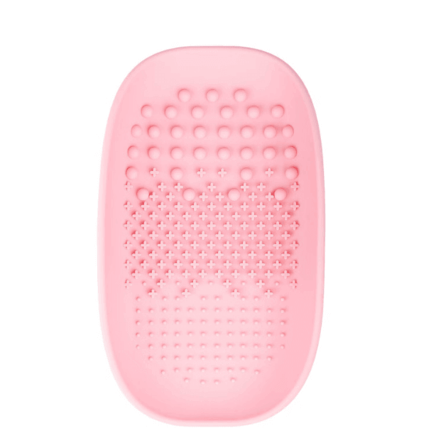 Brushworks Brush Cleaner Palette in pink, designed for effective brush cleaning with textured surfaces.