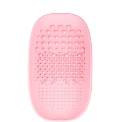 Brushworks Brush Cleaner Palette in pink, designed for effective brush cleaning with textured surfaces.