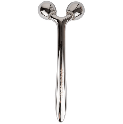 Brushworks Face Sculpting Zinc Roller for cooling facial massage, firming, and toning skin.