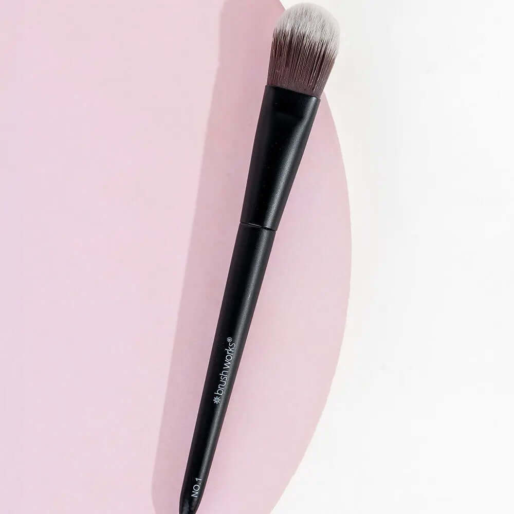 Brushworks Foundation Brush for seamless makeup blending with soft synthetic fibers, ideal for liquid and powder formulas.