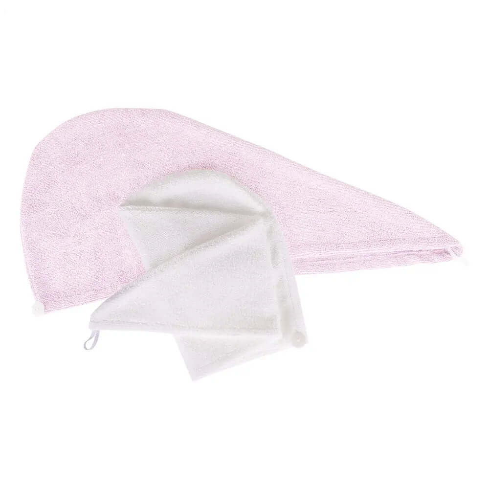 Brushworks Hair Wrap set, featuring a pink microfibre towel for quick drying and moisture wicking without heat damage.