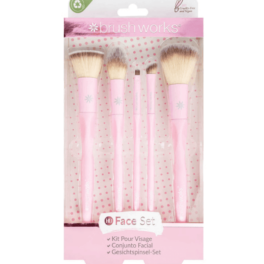 Brushworks HD Complete Face Set with six soft synthetic brushes for flawless makeup application.