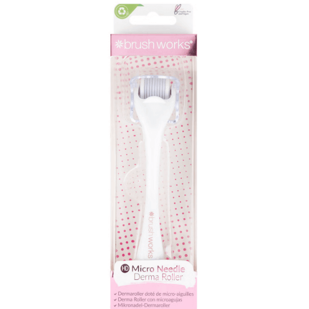 Brushworks HD Micro Needle Derma Roller for at-home microneedling, promoting smoother and firmer skin.