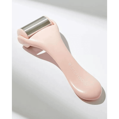 Brushworks Ice Roller in soft pink, stainless-steel roller for cooling and refreshing the skin.