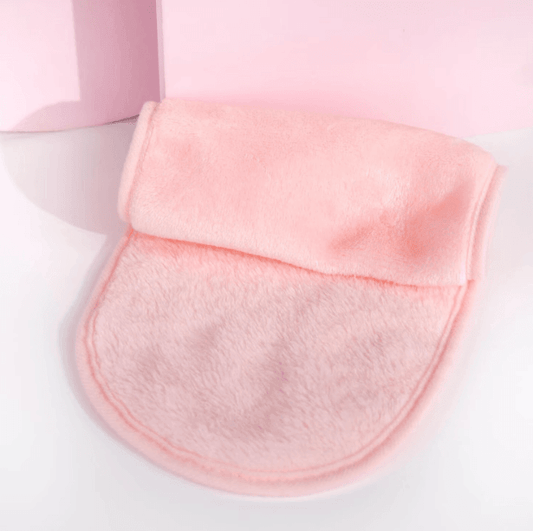 Brushworks Makeup Remover Cloth in soft pink, reusable cloth for gentle makeup removal with just water.