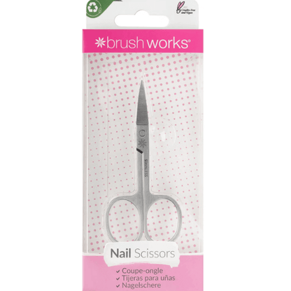 Brushworks Nail Scissors in packaging, perfect for precise nail trimming and travel-friendly grooming.