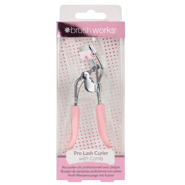 Brushworks Pro Lash Curler with Comb for perfect lashes, designed to lift and fan out for an open-eyed look.