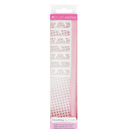 Brushworks Smoothing Curl Comb packaging with ergonomic design for effortlessly separating and smoothing curls.