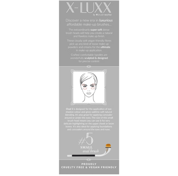 Brushworks X-LUXX #5 Small Oval Brush for precise eyeshadow application, cruelty-free and vegan-friendly.