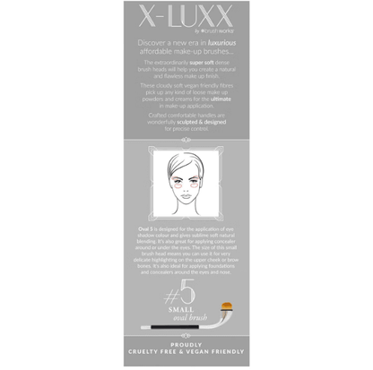 Brushworks X-LUXX #5 Small Oval Brush for precise eyeshadow application, cruelty-free and vegan-friendly.