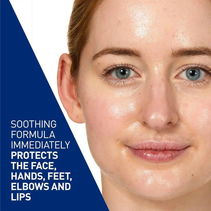 Close-up of a woman showcasing hydrated skin, highlighting soothing formula benefits U Beauty Super Smart Hydrator 15ML bottle for intense hydration and skincare treatment. Using CeraVe Advanced Repair for face, hands, feet, elbows, and lips.