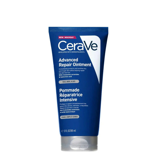 CeraVe Advanced Repair Ointment tube 88ml for very dry and chapped skin, enriched with hyaluronic acid and ceramides.