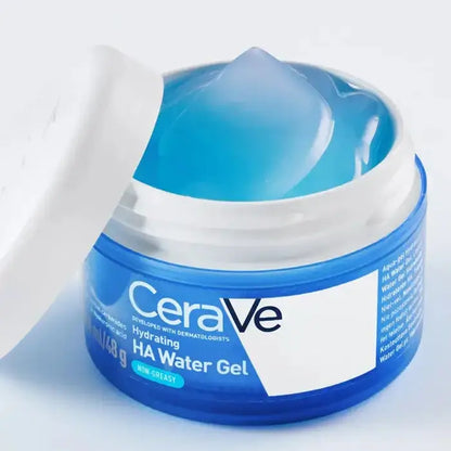 CeraVe Hydrating HA Water Gel jar on a light gray background