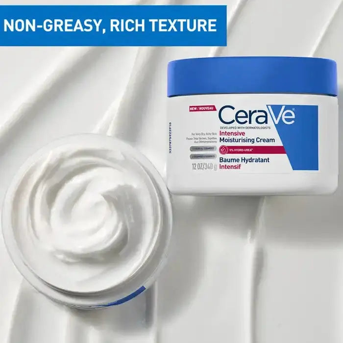 CeraVe moisturizing cream jar with a swirl of cream on a white background
