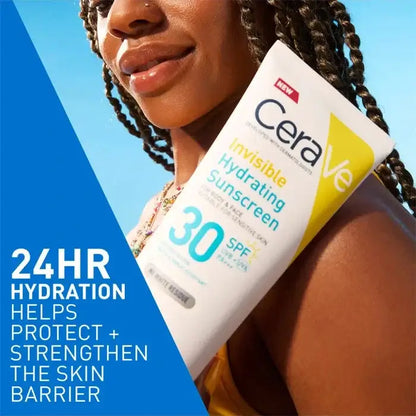 CeraVe sunscreen tube held by a person with a blue gradient background