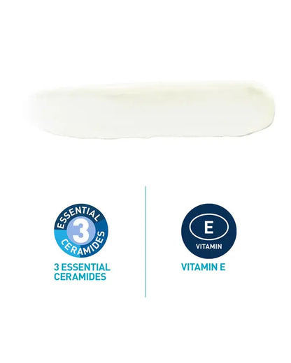 Two icons representing CeraVe '3 Essential Ceramides' and 'Vitamin E' on a white background.