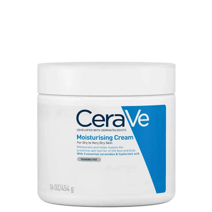 CeraVe Moisturising Cream Pot for dry to very dry skin, enriched with ceramides and hyaluronic acid, 454g.