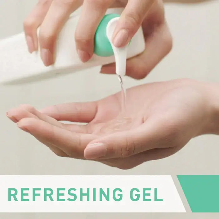 CeraVe Hand applying refreshing gel from a small container