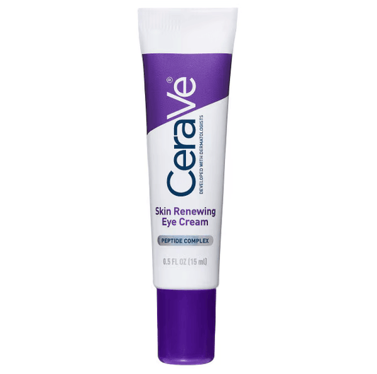 CeraVe Skin Renewing Eye Cream 14ml tube with Peptide Complex label on white background